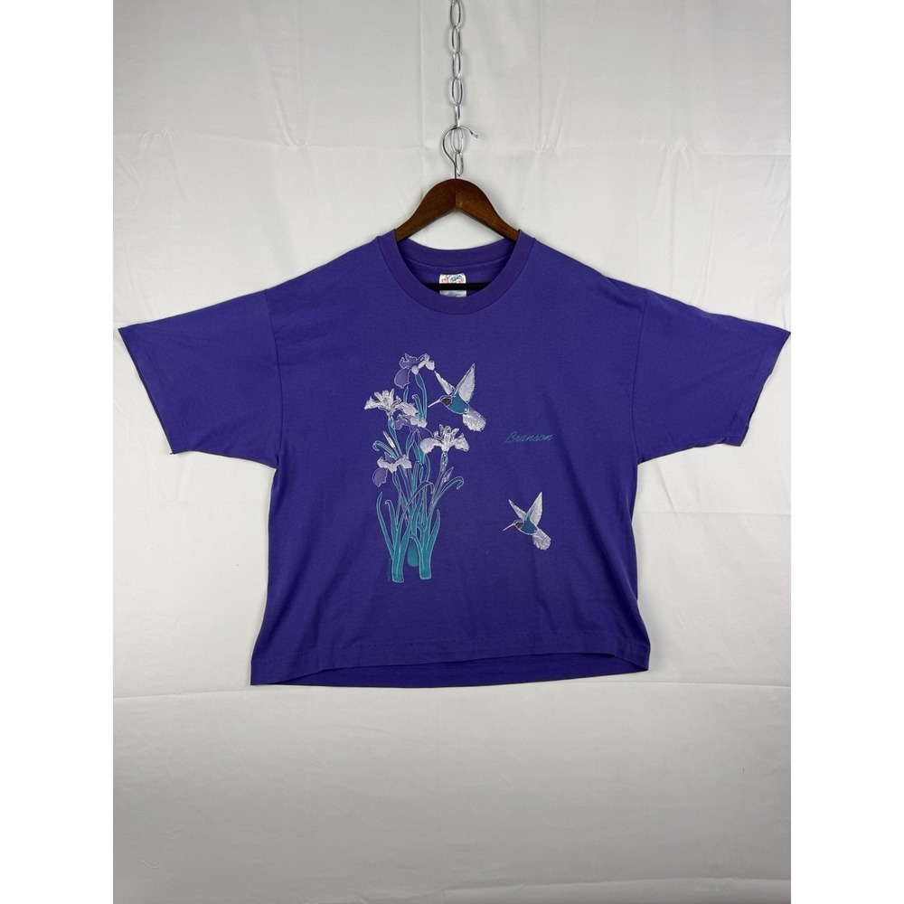 Vintage 80s-90s Branson Missouri Hummingbird Purple T-Shirt Sz. XL Boxy Fit